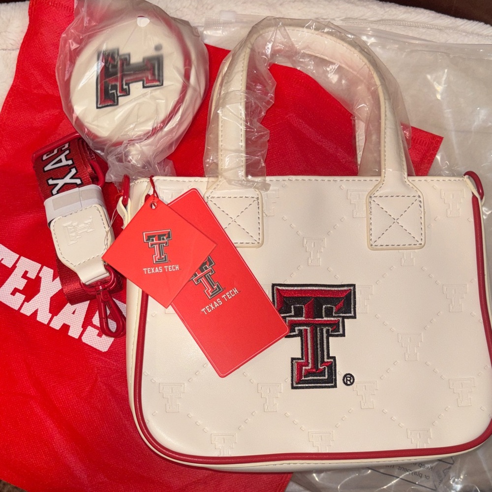 NWT Texas Tech Red & White Mini Tote Bag